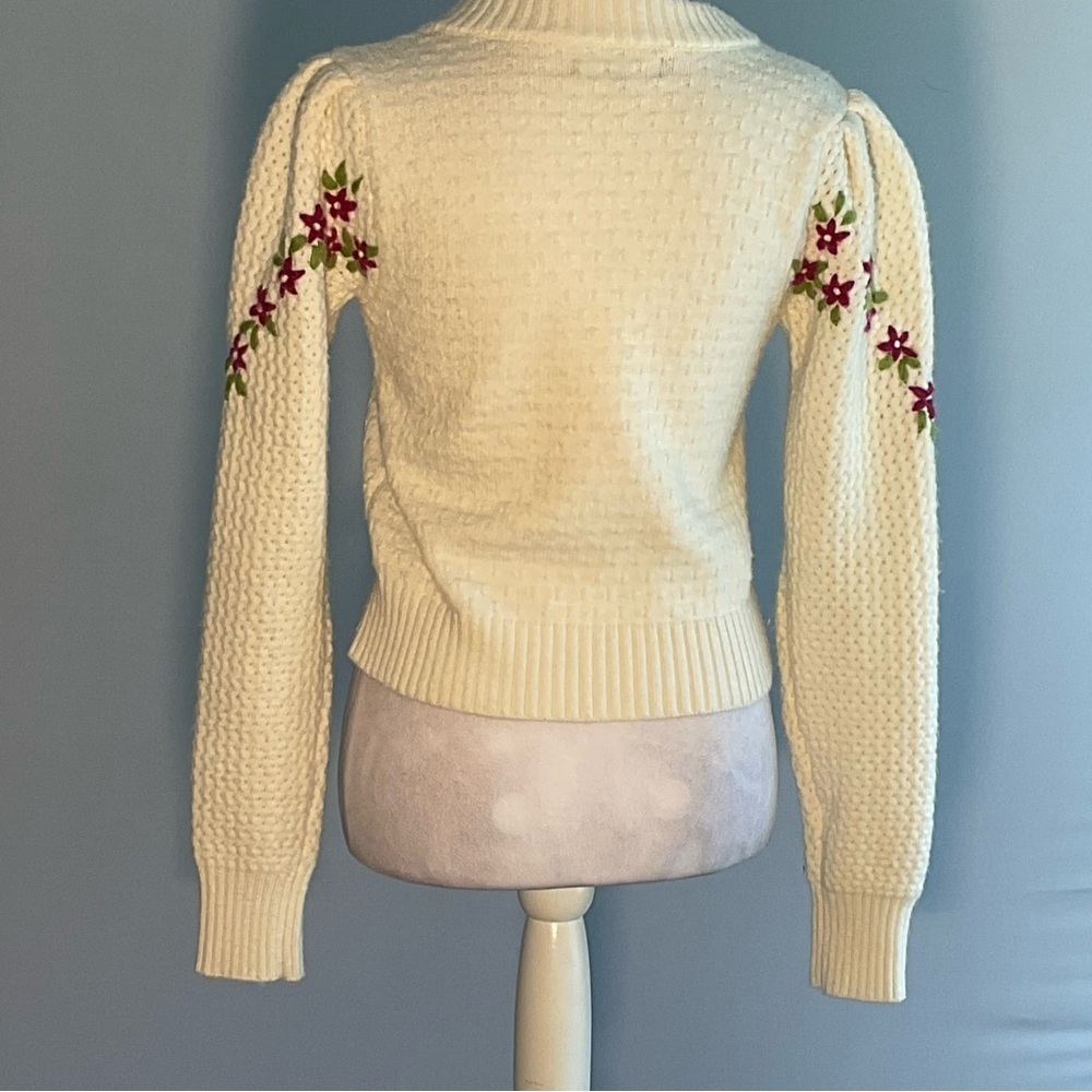 Lulus XS Cream Embroidered Floral Coquette Sweater Cottagecore - Picture 10 of 16